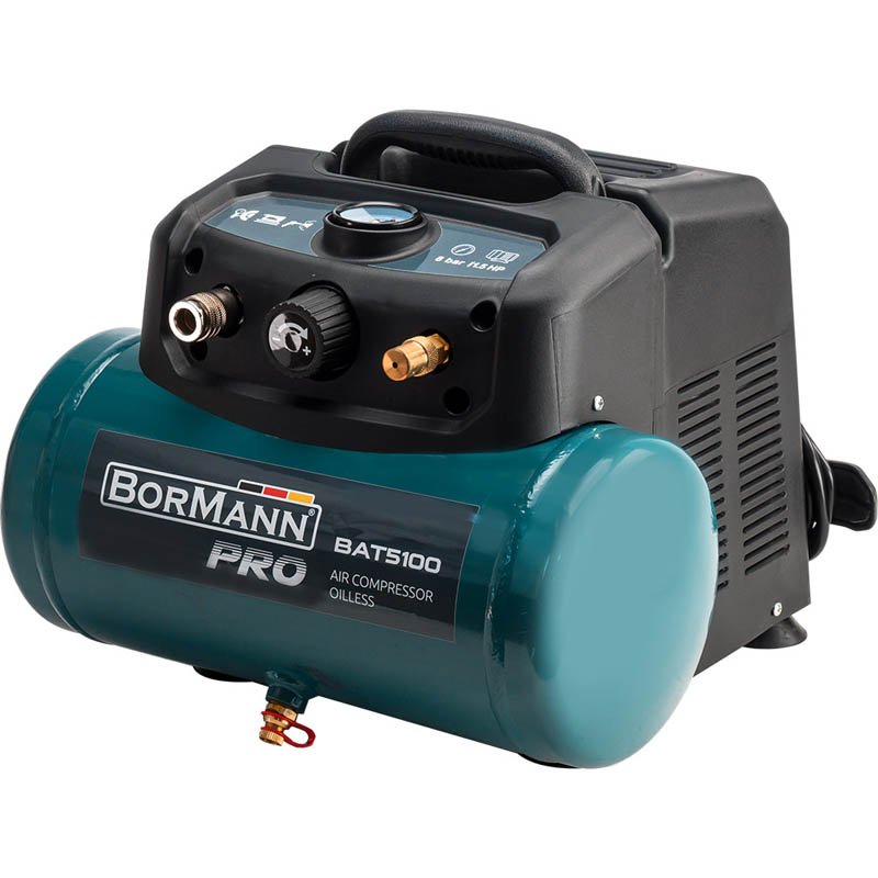 BORMANN Pro BAT5100 Αεροσυμπιεστής Oil-Less 1.5Hp/6Lt