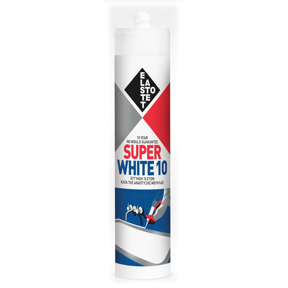 ELASTOTET SUPER WHITE 10 ΣΙΛΙΚΟΝΗ ΑΝΤΙΒΑΚΤΗΡΙΔΙΑΚΗ-ΑΝΤΙΜΟΥΧΛΙΚΗ 280ml - ΛΕΥΚΟ-ΧΡΩΜΑ