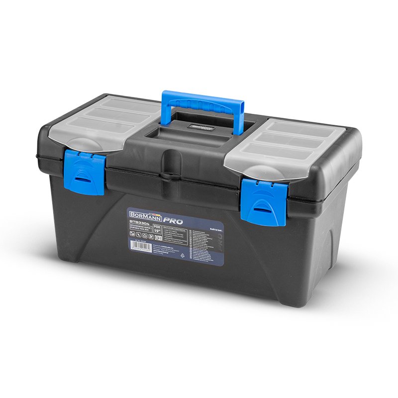 Εργαλειοθήκη Χειρός Πλαστική “Fox”, με Ταμπακέρα, 47,8×25,7×23,3cm, BORMANN Pro BTB3304