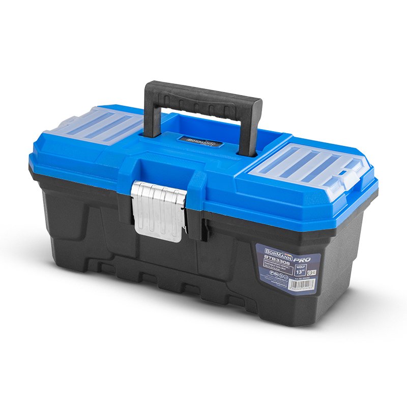 Εργαλειοθήκη Χειρός Πλαστική “Wolf”, Μεταλλικό Κούμπωμα & Ταμπακέρα, BORMANN Pro BTB3308