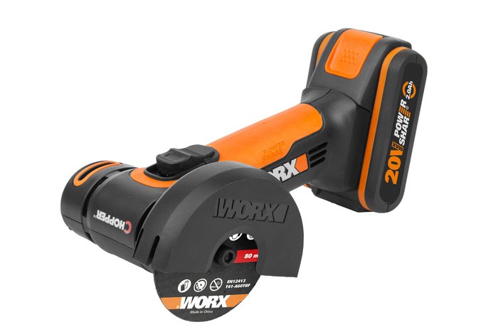 MINI ΓΩΝΙΑΚΟΣ ΤΡΟΧΟΣ ΜΠΑΤΑΡΙΑΣ 20V WORX + Μπαταρία 2Ah + Φορτιστής WX801
