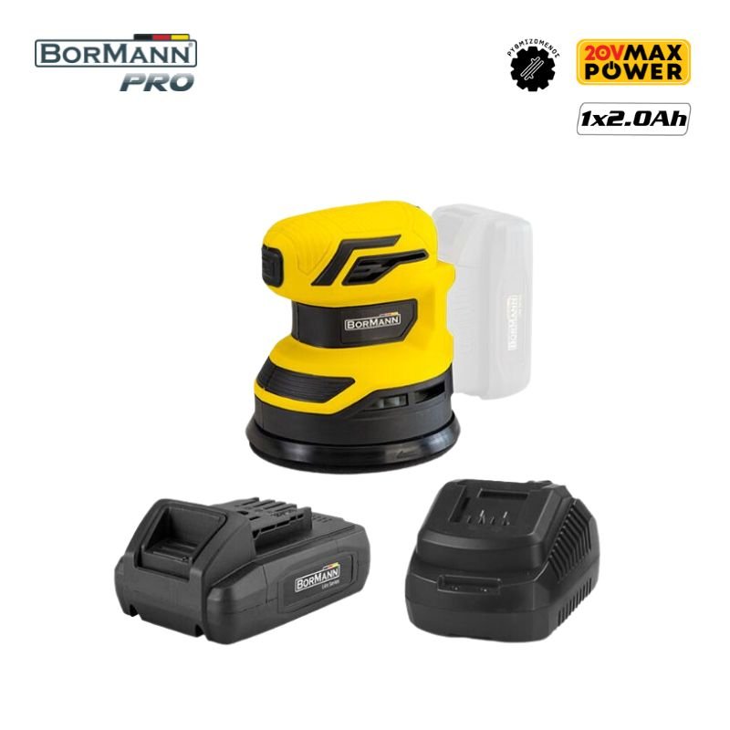 BORMANN BCD4100 Τριβείο Έκκεντρο Μπαταρίας 20V,Li-Ion με Μπαταρία 2.0Ah & Φορτιστή