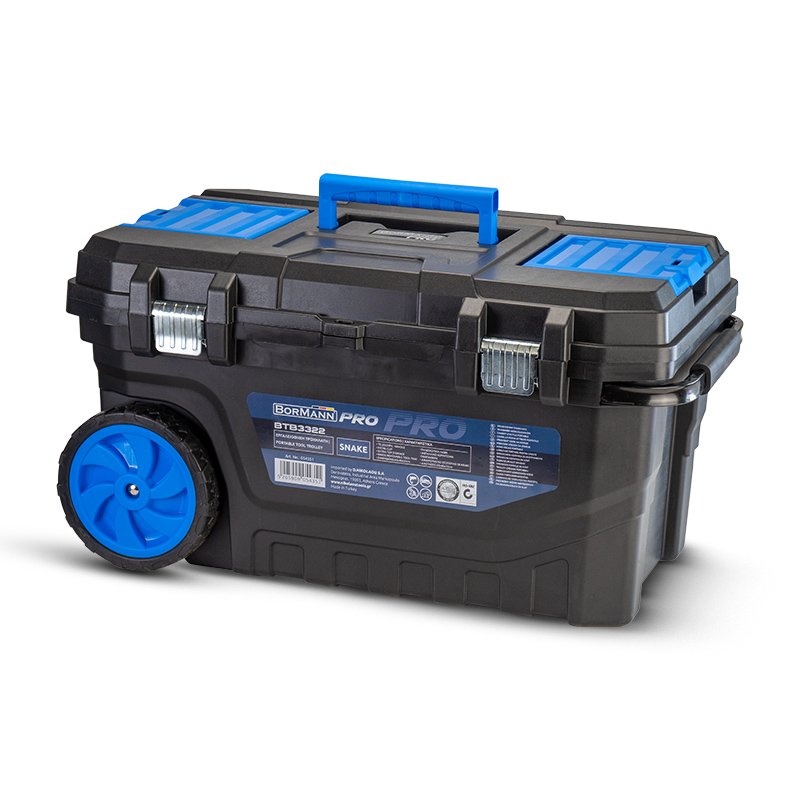 Εργαλειοθήκη Πλαστική “Snake” Με Ρόδες, Τηλεσκοπική Λαβή & Ταμπακέρα, BORMANN Pro BTB3322