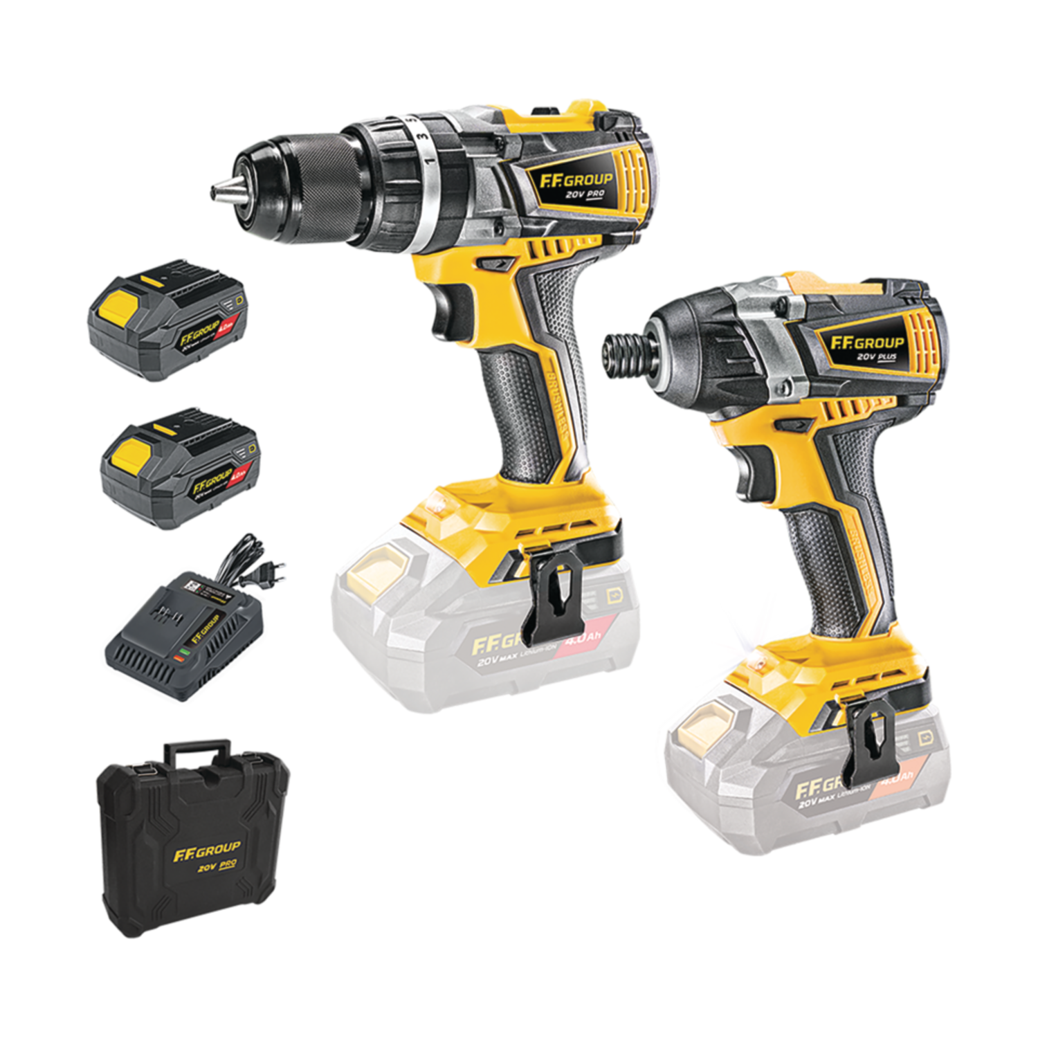 ΣΕΤ - ΚΡΟΥΣΤΙΚΟ ΔΡΑΠΑΝΟΚΑΤΣΑΒΙΔΟ & ΠΑΛΜΙΚΟ ΚΑΤΣΑΒΙΔΙ ΜΕ 2x4,0Ah ΜΠΑΤΑΡΙΕΣ CHD/60-BL 20V PRO & CΙD/200-BL 20V PLUS