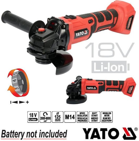 ΓΩΝΙΑΚΟΣ ΤΡΟΧΟΣ18V 125mm BRUSHLESS (BODY) YT-828291